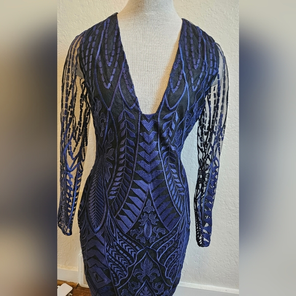 Lavish Alice Embroidered Mesh Bodycon Dress Size 6 - Picture 6 of 6